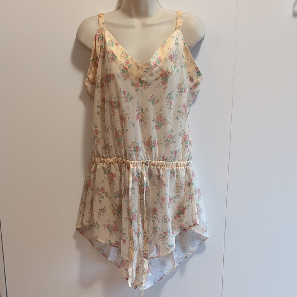 Elegant Floral Yellow Romper Chemise